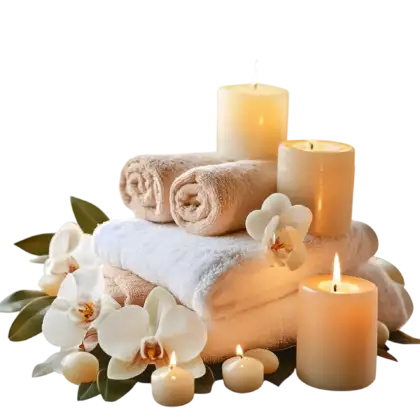 —Pngtree—relaxing candle setup with green_19962148 scaled e1771537690135